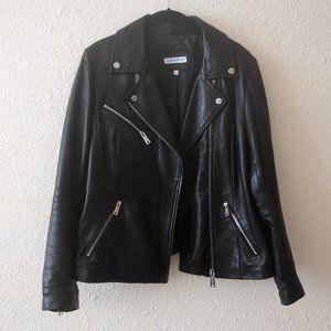 Calvin Klein Black Leather Moto Jacket